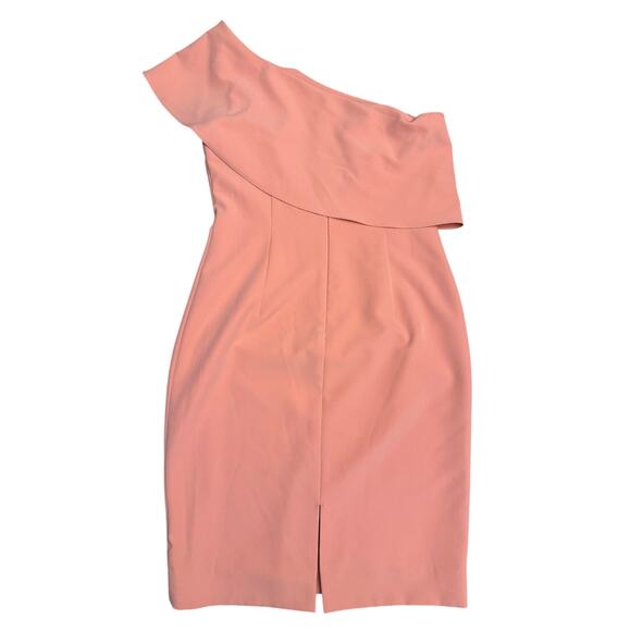 Antonio Melani Jony Ruffle One Shoulder Cocktail Dress Sz 6 Flamingo Peach Pink - Picture 4 of 8